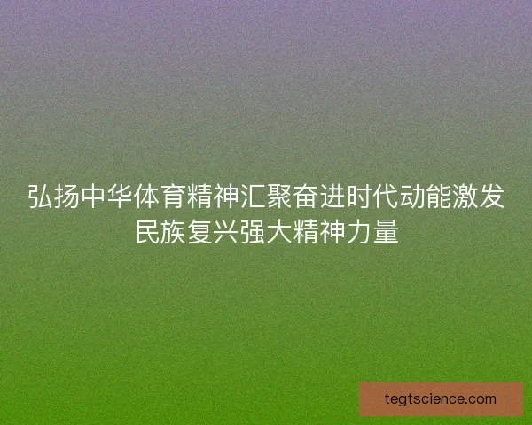 弘扬中华体育精神汇聚奋进时代动能激发民族复兴强大精神力量